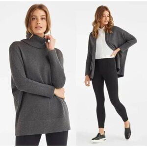 VETTA Oversized Convertible Cardigan Turtleneck Blue/gray Women’s Size S